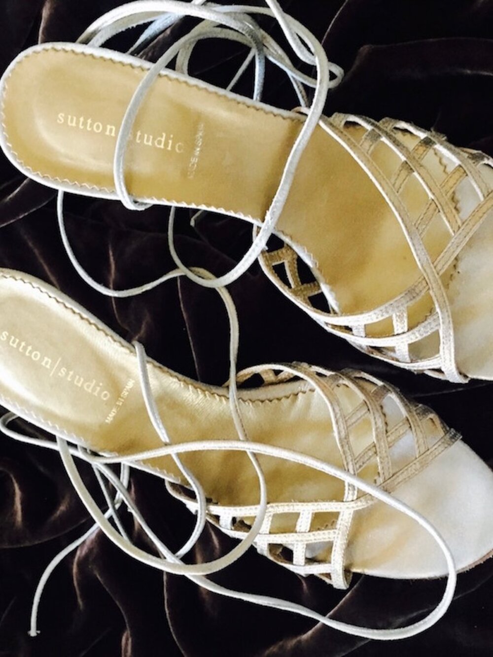 Gold leg-tie up Sandal.